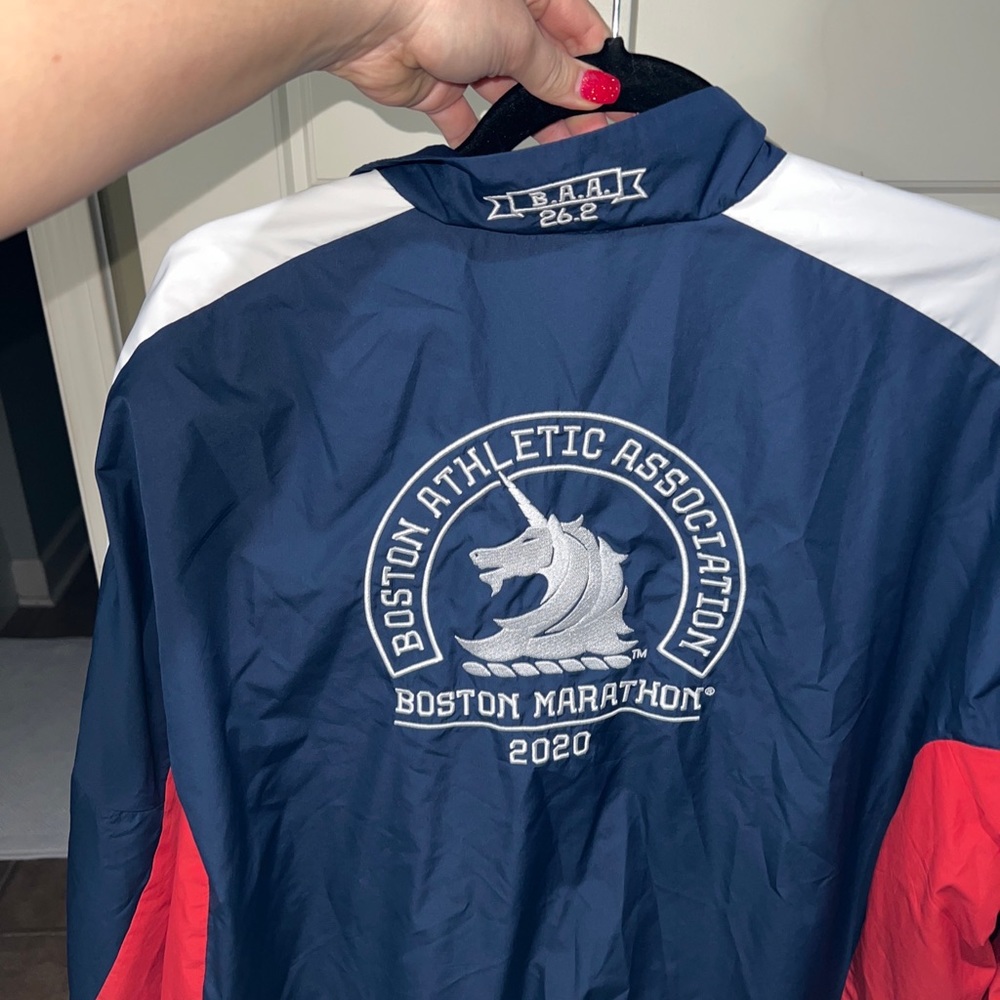 Adidas Boston marathon windbreaker running jacket navy stripe 2xl - Picture 9 of 9